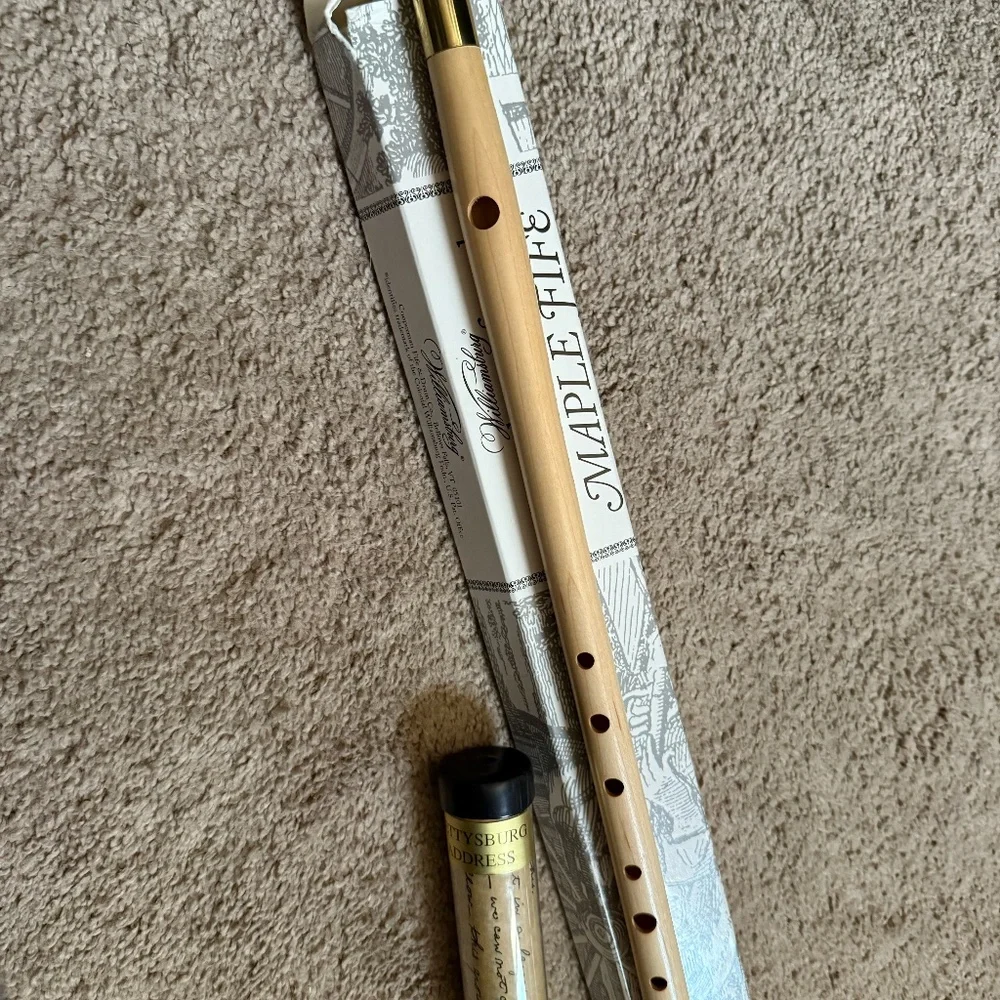 Vintage Handcrafted Cooperman Souvenir Maple Fife + Copy of Gettysburg Address - Picture 2 of 4